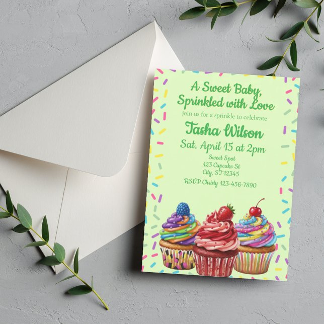 Invitation Bébé doux parsemé d'amour, douche de Cupcake (Créateur téléchargé)