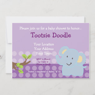 Invitation Bébé Eléphant Baby shower de Garçon bleu saupoudré