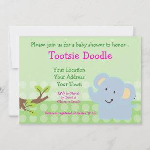 Invitation Bébé Eléphant Baby shower de Garçon bleu saupoudré