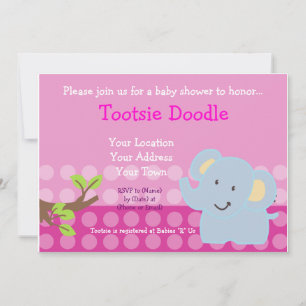 Invitation Bébé Eléphant Baby shower de Garçon bleu saupoudré