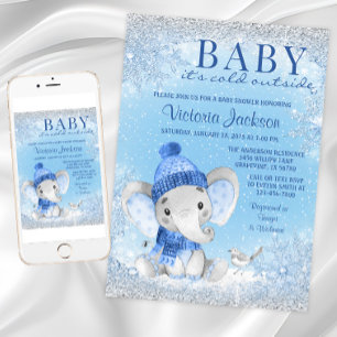 Invitation Bébé Éléphant Garçon il Fait Froid Dehors Baby Sho