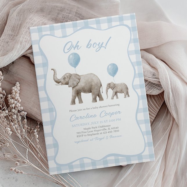 Invitation Bébé éléphant Shower Ballon Bleu, Petit Cacahuète (Créateur téléchargé)