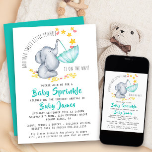 Invitation Bébé Éléphant Sprinkle Encore un Petit Cacahuète S