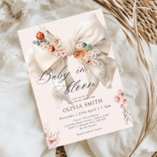 Invitation Bébé en Baby shower Floral Bow en fleurs
