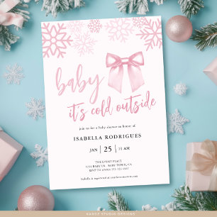 Invitation Bébé en Bow rose Son Baby shower extérieur froid
