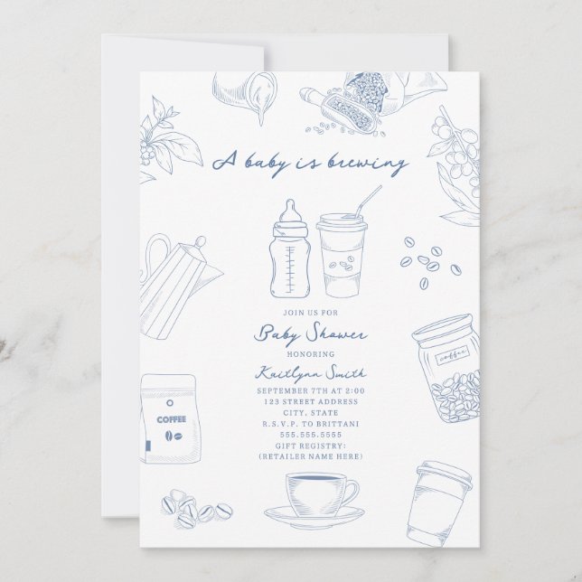 Invitation Bébé en cours de préparation Toile Café Garçon Bab (Devant)