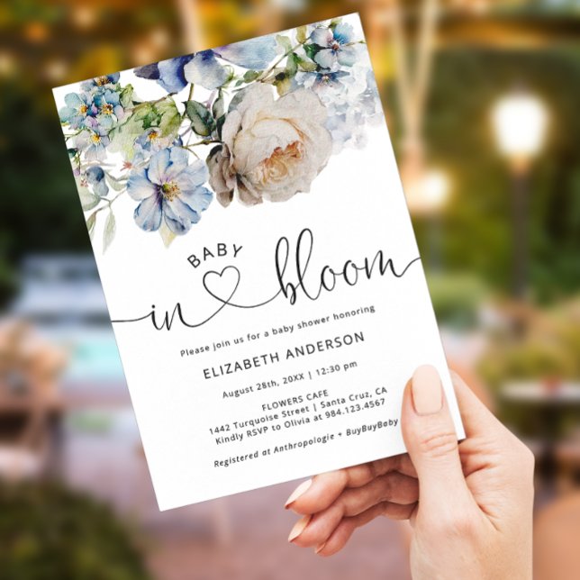 Invitation Bébé en Fleur Aquarelle Baby shower Floral (Créateur téléchargé)