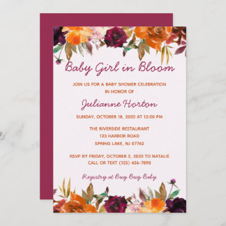 Invitation Bébé En Fleur Aquarelle Baby shower Floral