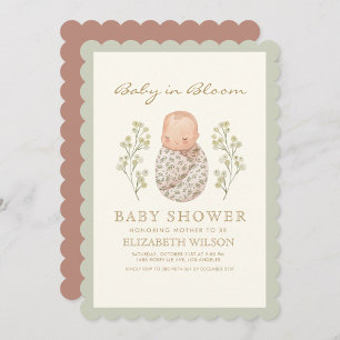 Invitation Bébé en fleur Aquarelle Floral Cute baby shower