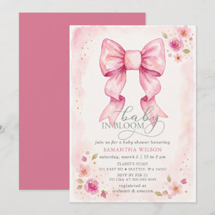 Invitation Bébé en Fleur Arc en Ciel Rose Fête de Naissance F