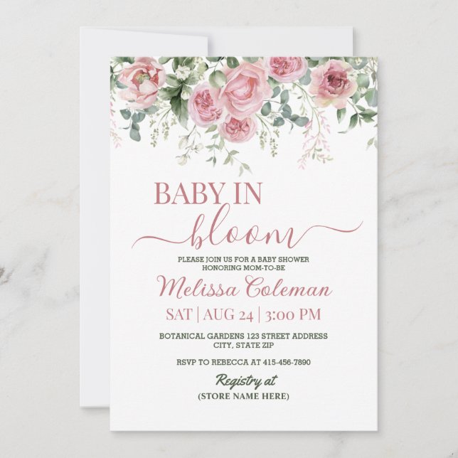 Invitation Bébé en Fleur Baby Shower (Devant)