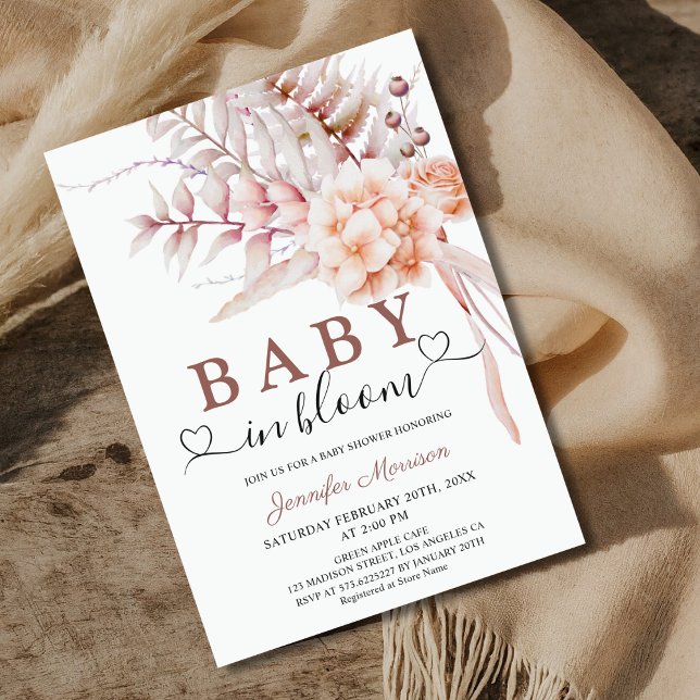 Invitation Bébé En Fleur Baby shower Beige Printemps Floral (Créateur téléchargé)