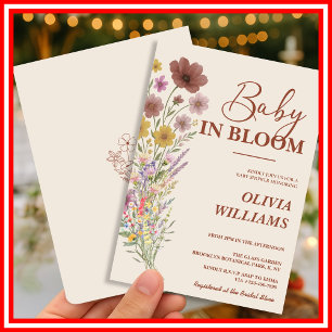 Invitation Bébé en Fleur Baby Shower Bohème aux Fleurs Sauv