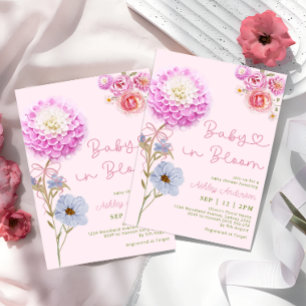 Invitation Bébé en fleur Baby shower de fille de la cou rose