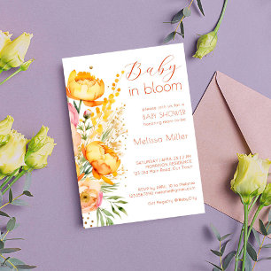 Invitation Bébé en fleur baby shower de fleurs d'été du print
