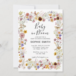 Invitation Bébé en fleur Baby shower de papillons de la fête