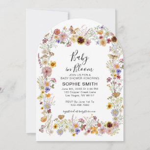Invitation Bébé en fleur Baby shower de papillons de la fête
