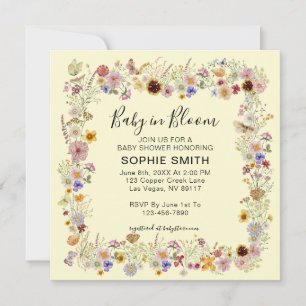 Invitation Bébé en fleur Baby shower de papillons de la fête