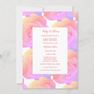 Invitation Bébé En Fleur Baby shower Filles Rose Rose Floral