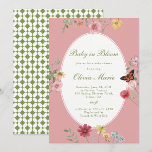 Invitation Bébé en Fleur Baby Shower Fleur Sauvage