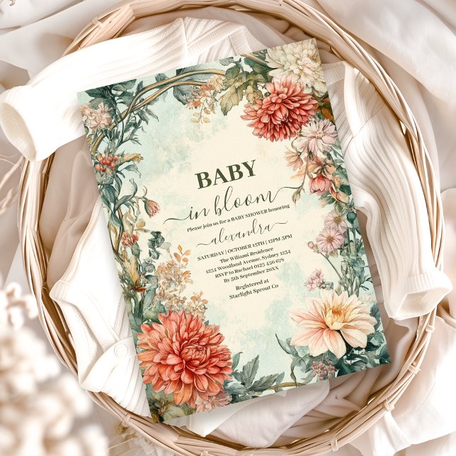 Invitation Bébé en Fleur Baby shower Fleur sauvage Floral (Créateur téléchargé)