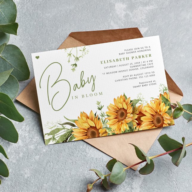 Invitation Bébé en fleur baby shower fleuri sans sexe (Créateur téléchargé)