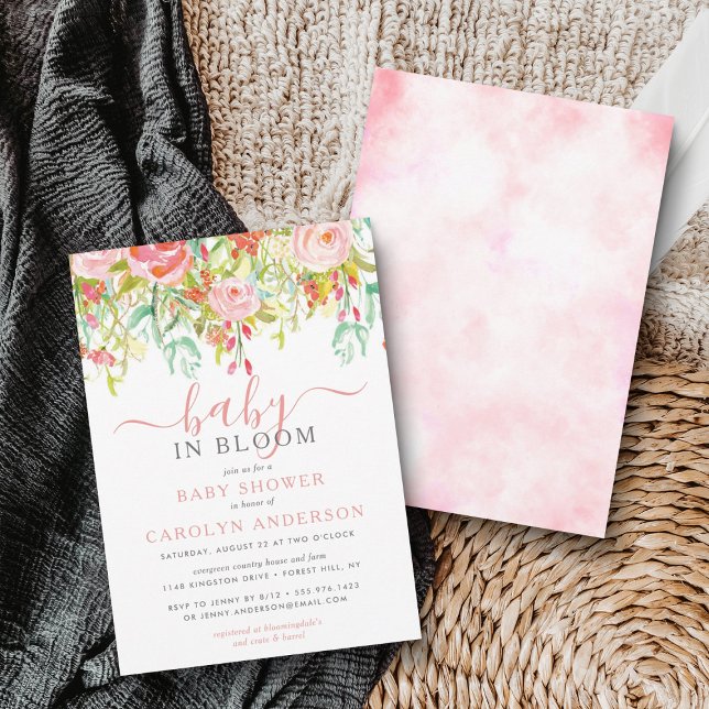 Invitation Bébé En Fleur Baby shower Floral (Créateur téléchargé)