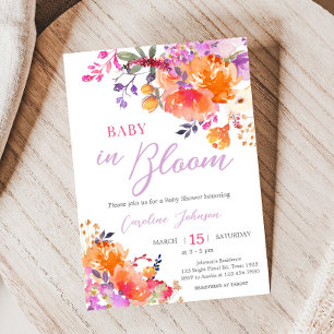 Invitation Bébé en Fleur Baby shower floral brillant