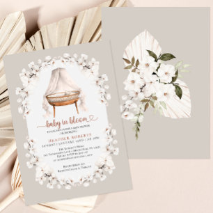 Invitation Bébé en fleur Baby shower floral neutre