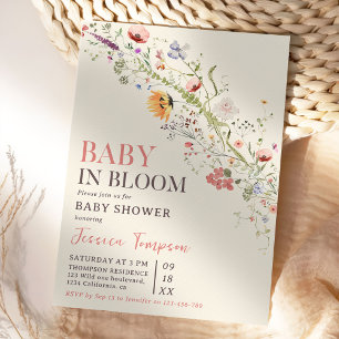 Invitation Bébé En Fleur Baby shower Floral Printemps