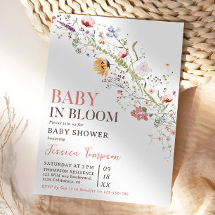Invitation Bébé En Fleur Baby shower Floral Printemps