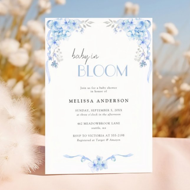 Invitation Bébé en Fleur Baby shower floral Silverblue (Créateur téléchargé)