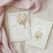Bébé en Fleur Baby Shower Floral Vert Rose