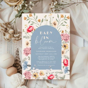 Invitation Bébé en Fleur Baby Shower Floral Vintage Garçon