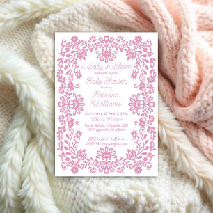 Invitation Bébé en fleur baby shower mexicain rose pâle