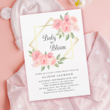 Bébé en Fleur Baby shower rose Floral Gold Frame