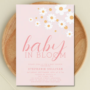 Invitation Bébé en fleur Baby shower rose marguerite