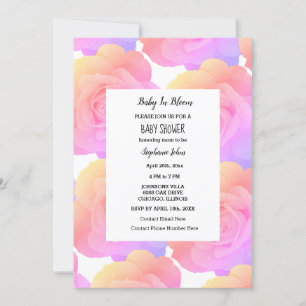 Invitation Bébé En Fleur Baby shower Rose Rose Floral Personn