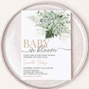 Invitation Bébé en fleur Baby shower Succulent