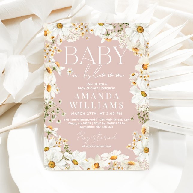 Invitation Bébé en Fleur Blush rose pâle Bébé Fille Douche (Créateur téléchargé)