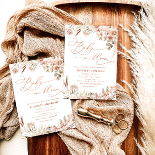 Invitation Bébé en Fleur Boho Automne Baby shower floral