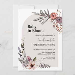 Invitation Bébé en Fleur Boho Baby shower Floral