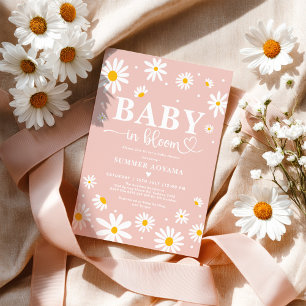 Invitation Bébé En Fleur Boho Blush Daisy Floral Girl Douche