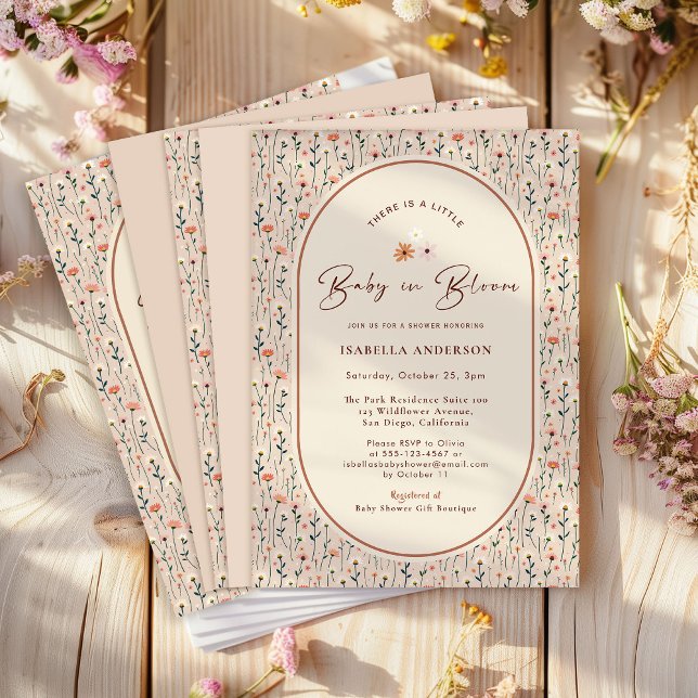 Invitation Bébé en Fleur Boho Chic Floral Jardin Fête Douche (Créateur téléchargé)