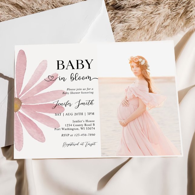 Invitation Bébé En Fleur Boho Daisy Floral Girl Douche Photo (Créateur téléchargé)