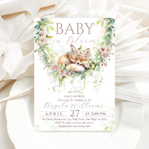 Invitation Bébé en Fleur Bois Floral Bébé Fille Douche
