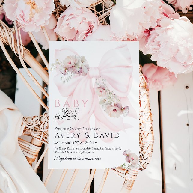 Invitation Bébé en Fleur Bow Printemps Jardin Fille Baby show (Créateur téléchargé)