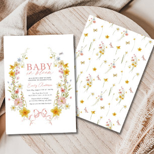 Invitation Bébé en Fleur Bow rose Floral Fleur sauvage douche
