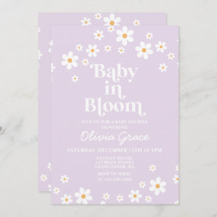 Invitation Bébé en Fleur Daisy Lavender Baby shower rétro