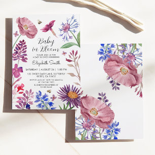 Invitation Bébé en fleur d'aquarelle Baby shower